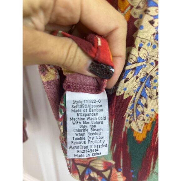 Johnny Was Feather Swing Polo Top Boho V-Neck XS Long Sleeve Fall Lightweight - Picture 8 of 14